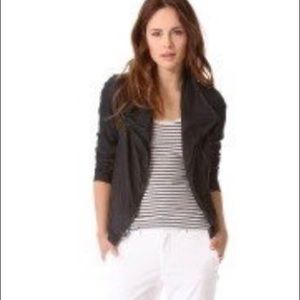 XXS Vince Paper Leather Scuba Jacket: in Black